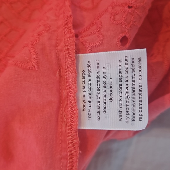 Tommy Hilfiger Coral Off the Shoulder Embroidered Eyelet Hem Size S Blouse - Picture 10 of 12